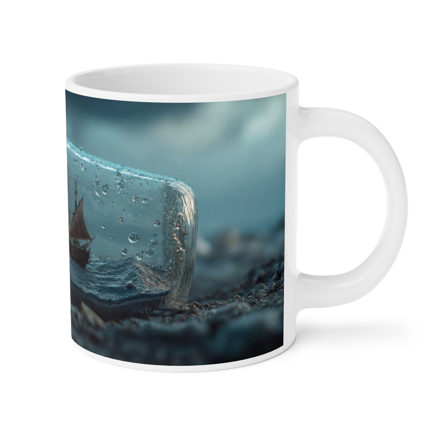 Storm-Sailed Ship in Bottle Ceramic Mugs (11oz\15oz\20oz) – Tiny Tempest, Mighty Voyage