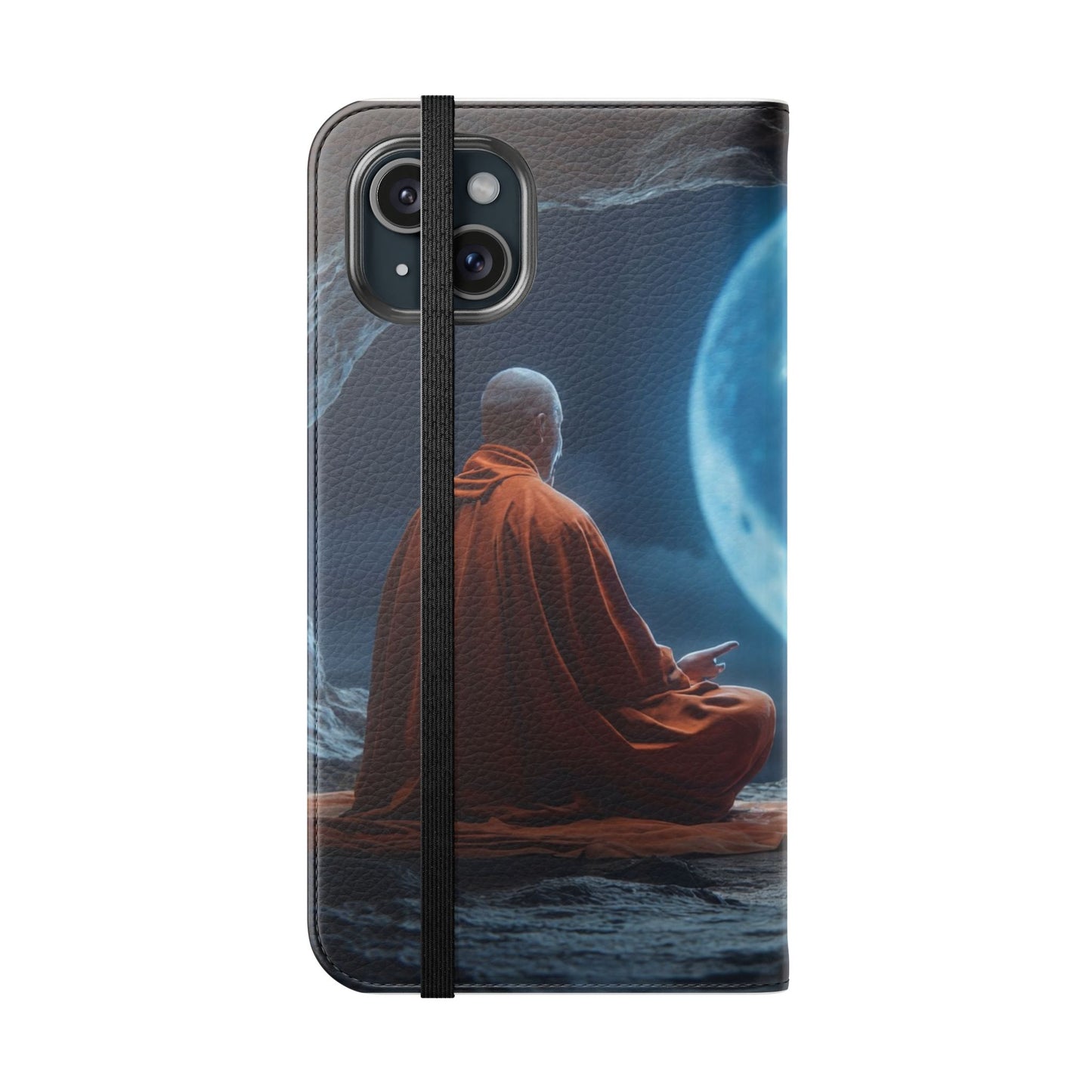 Lunar Meditation Flip Cases – Serene Monk Under Moonlight