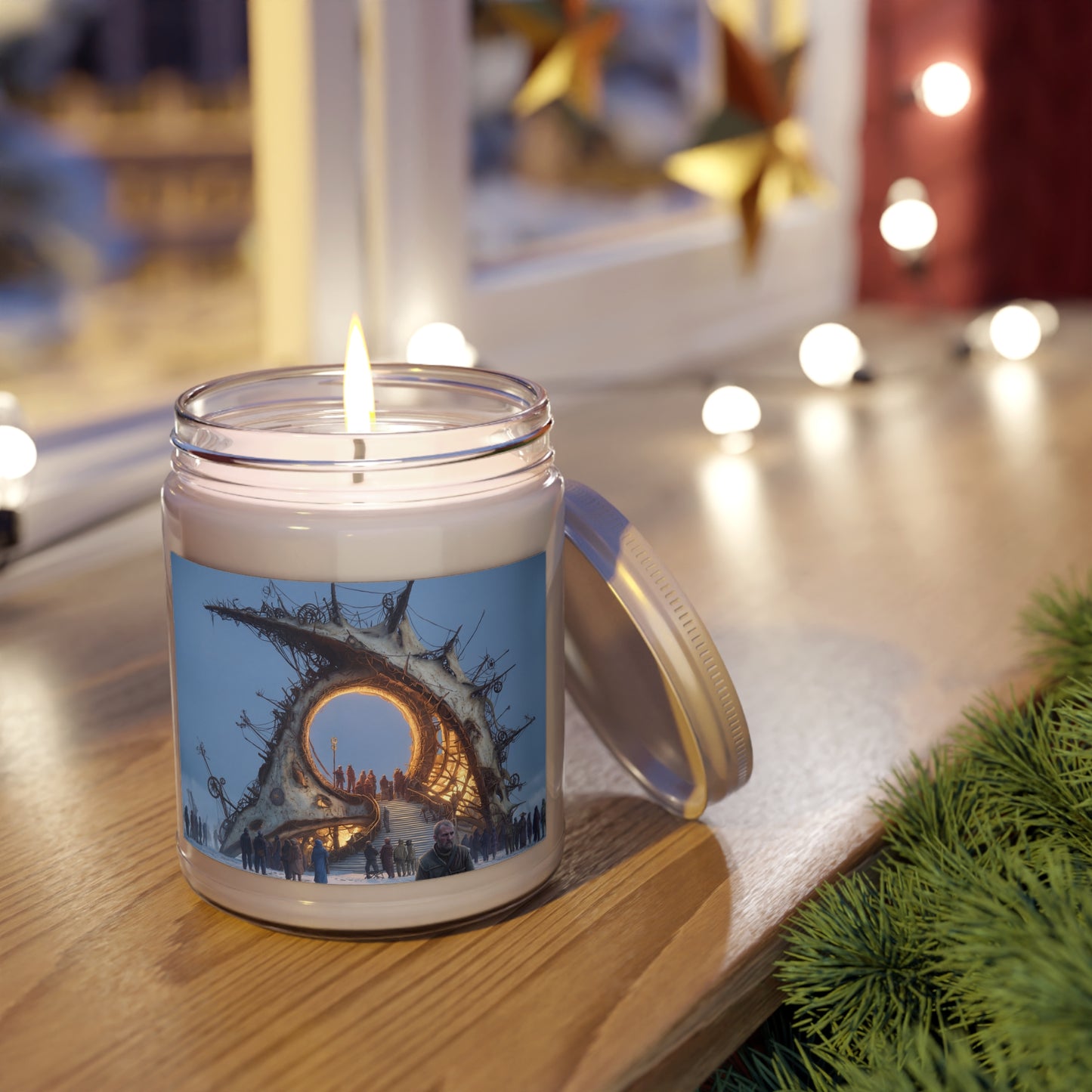 Threshold Gate Scented Soy Candles with White Lid, 9oz – Where Worlds Whisper Through Stone