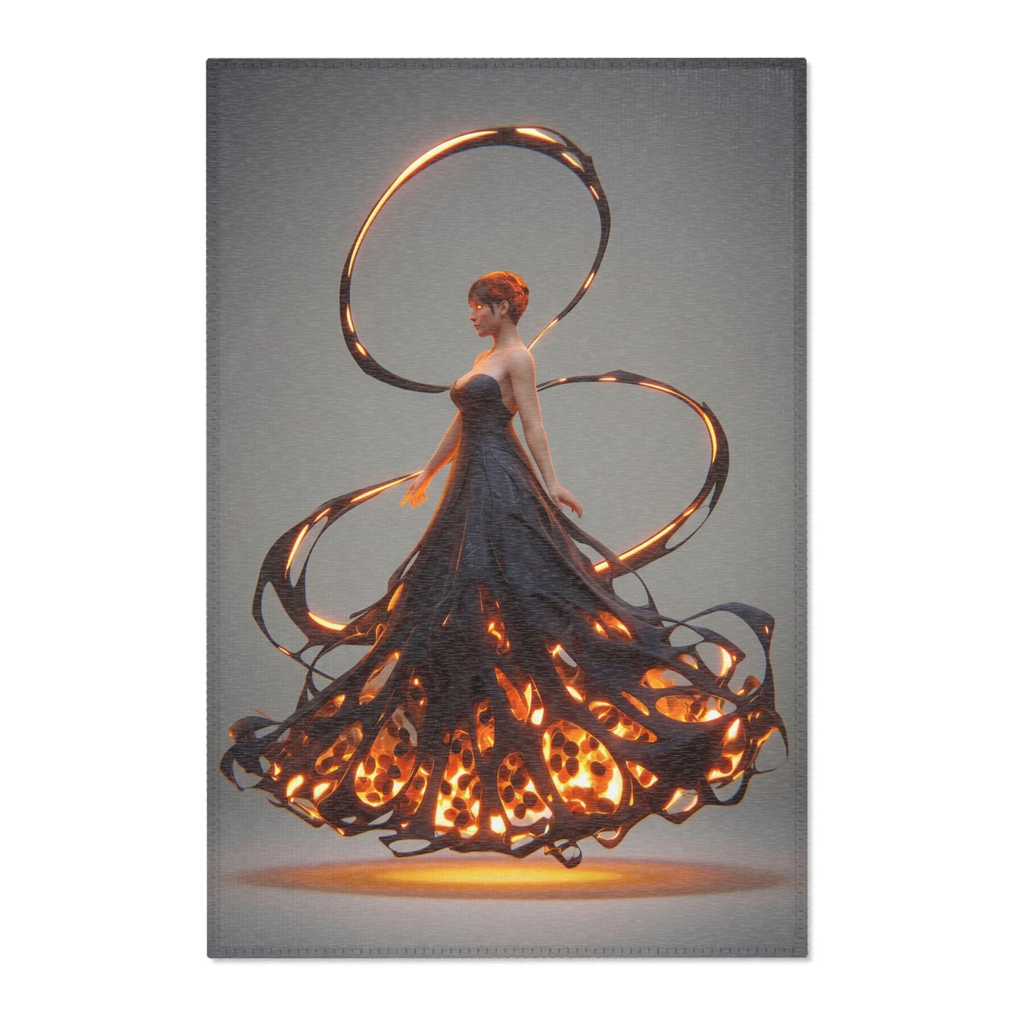 Luminescent Veil Area Rug – Ethereal Woman in Flowing Light