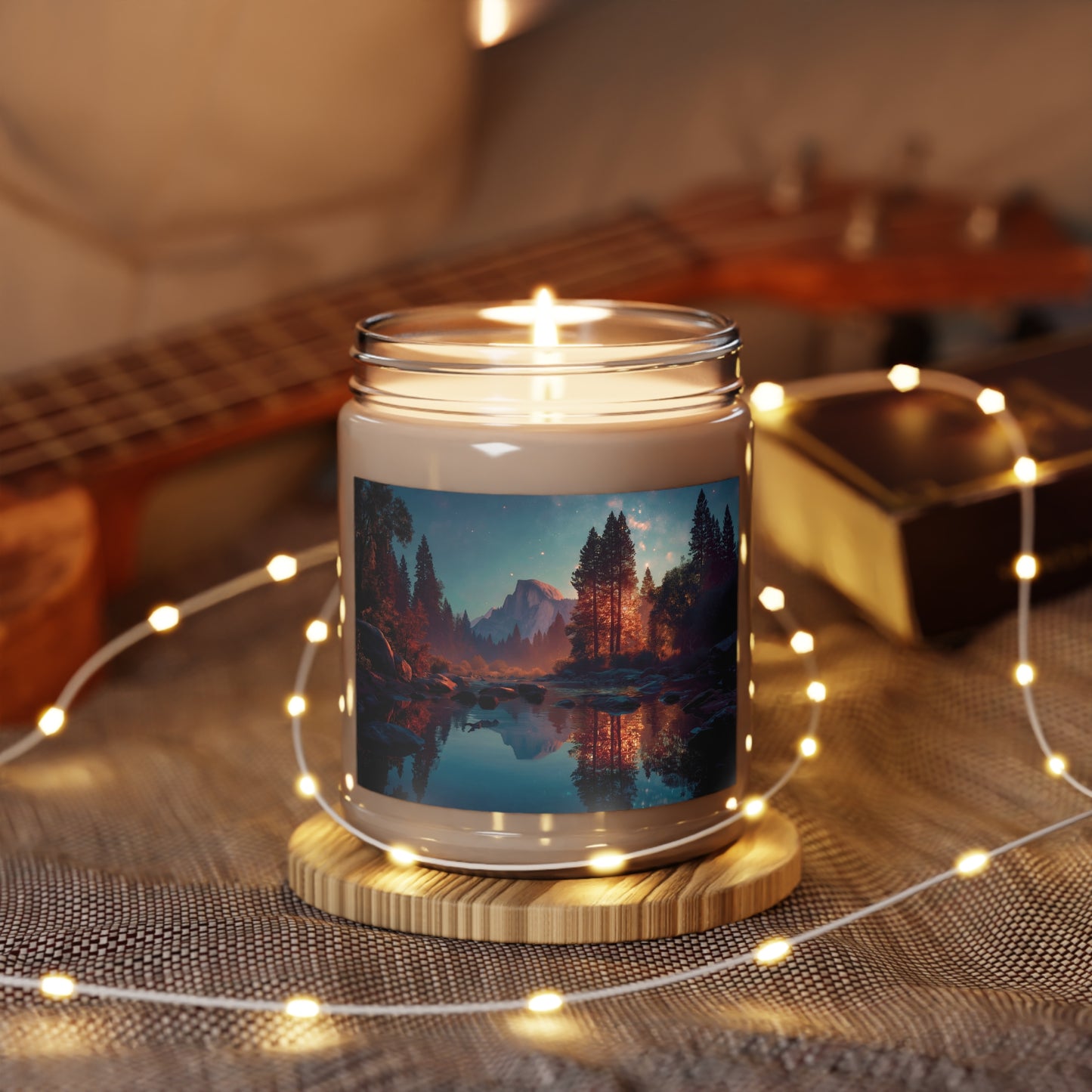 Starlit River Reflections Scented Soy Candles with White Lid, 9oz – Whisper of the Celestial Forest