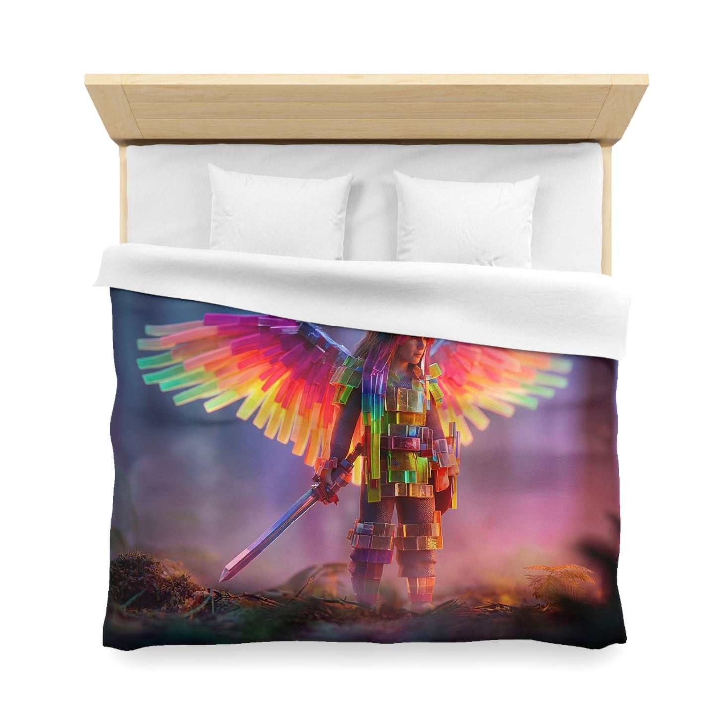 Prismwing Sentinel Microfiber Duvet Cover – Forest Glade Guardian Dreamscape