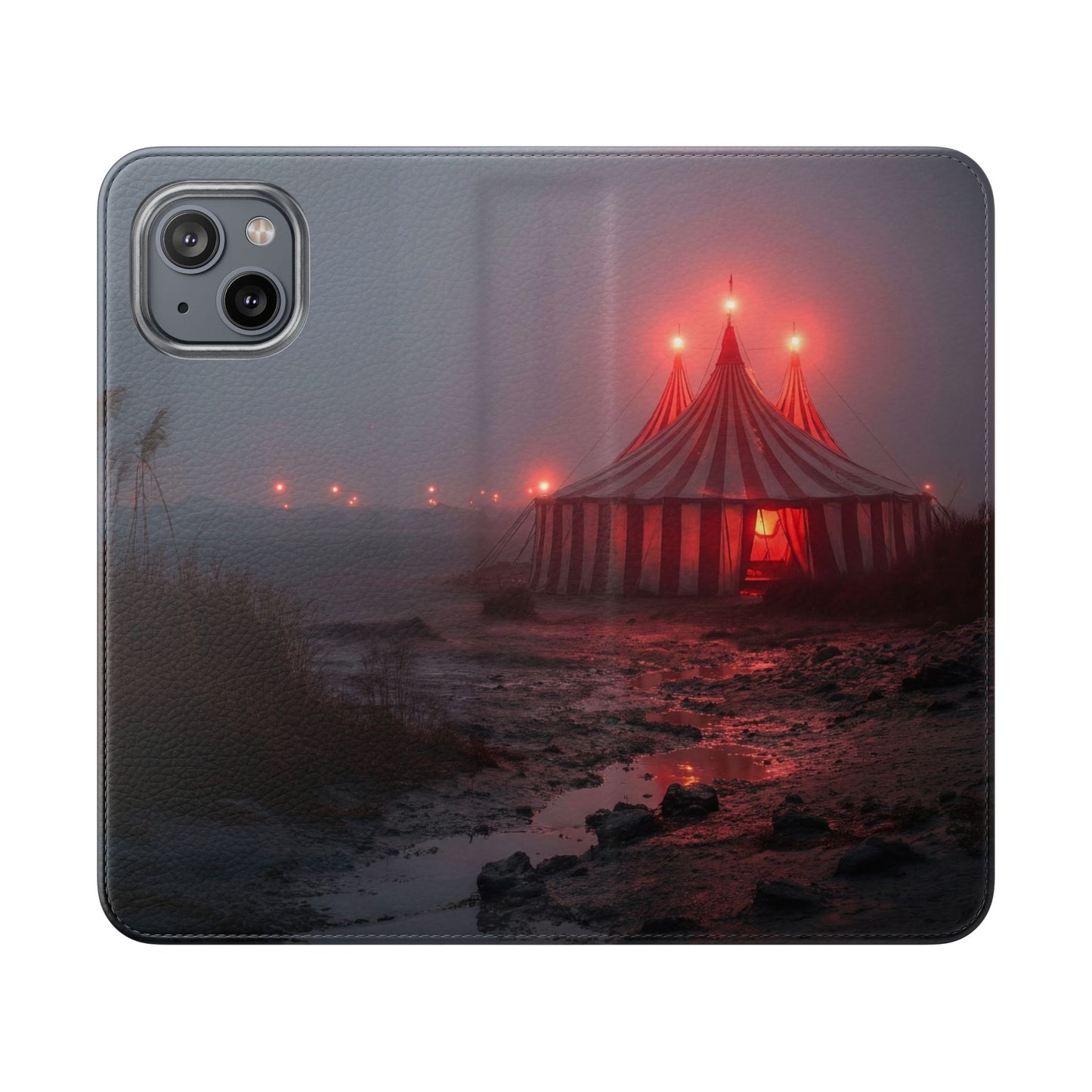Crimson Circus Tent Flip Cases – Misty Coastside Lantern Scene