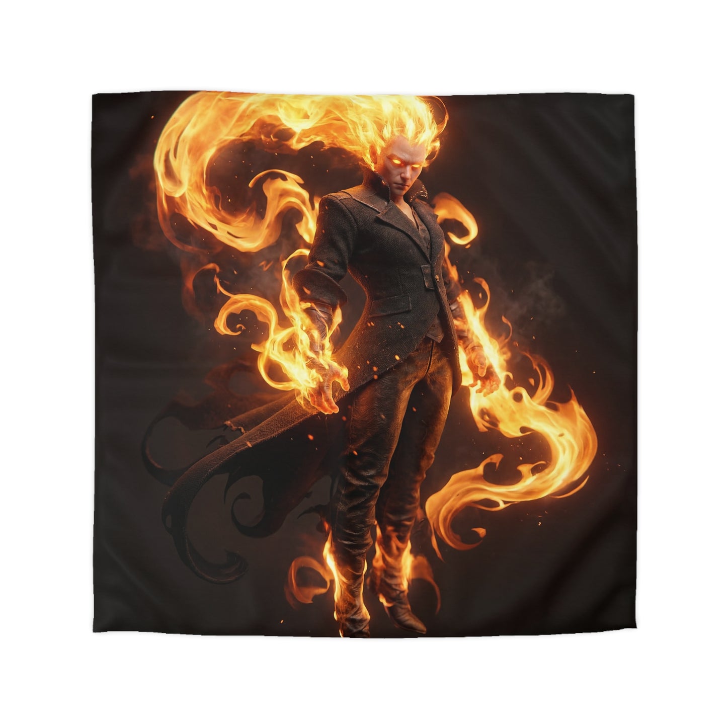 Fiery Sentinel Microfiber Duvet Cover – Embers of the Crimson Knight