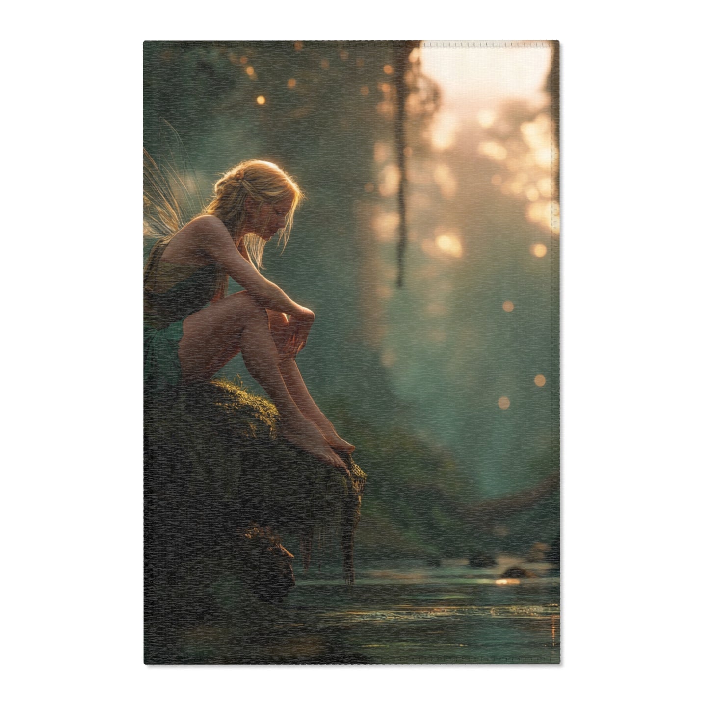 Forest Fairy by the Stream Area Rug – Golden Hour Whispers