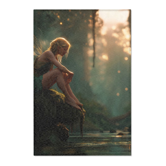 Forest Fairy by the Stream Area Rug – Golden Hour Whispers