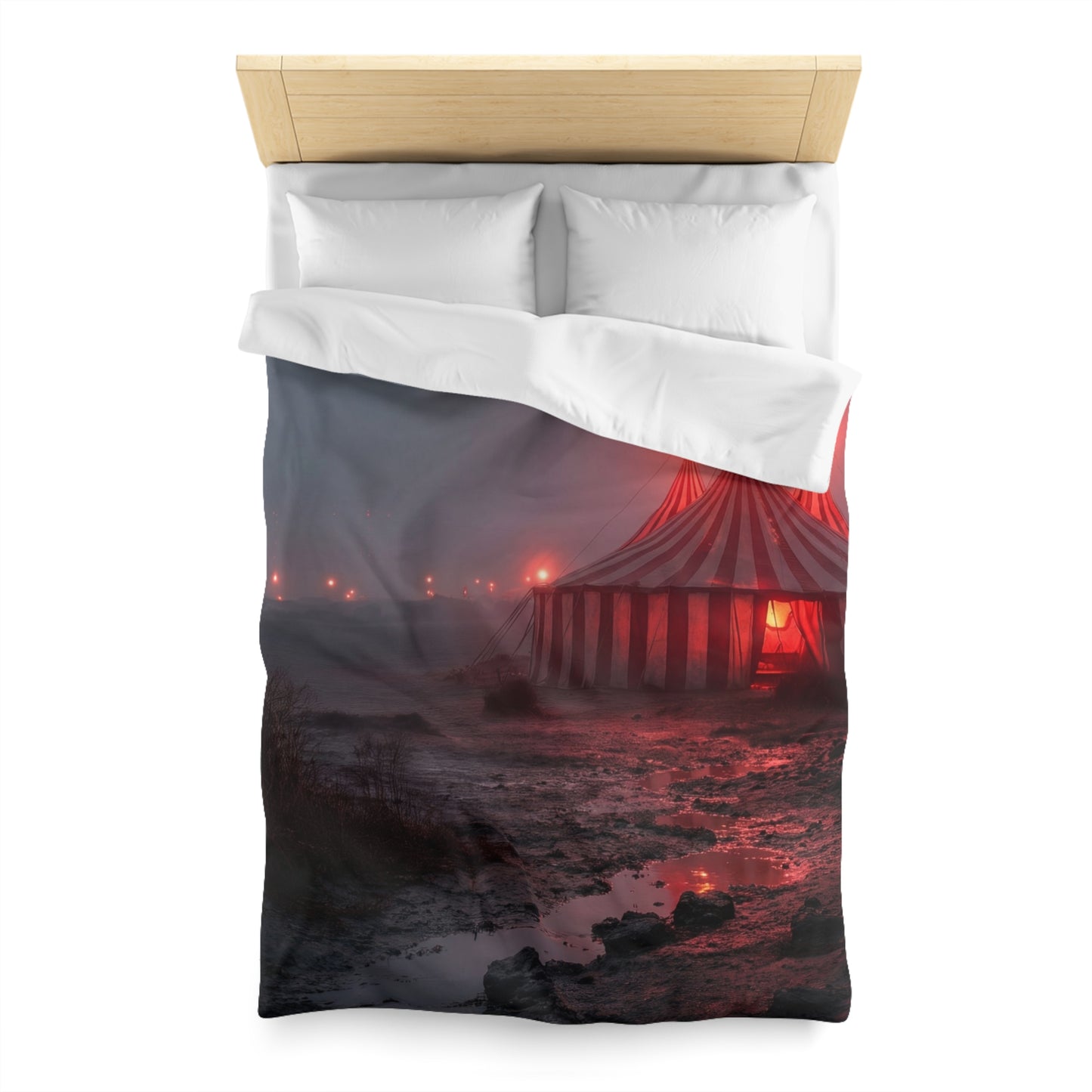 Crimson Carnival Tent Microfiber Duvet Cover – Whispers of the Fogbound Ring