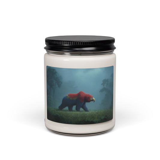 Parrot-Bear in Mist Scented Soy Candle, 9oz – Whisper of the Rainforest Guardian