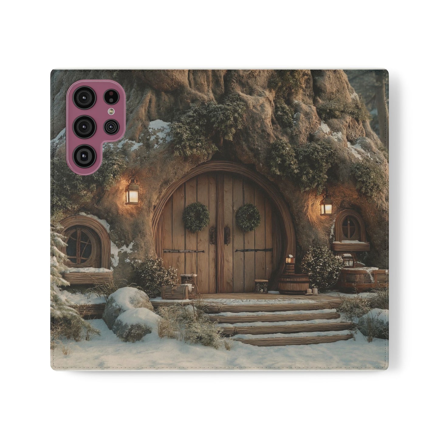 Hobbit Hole Flip Cases – Cozy Winter Doorway Scene