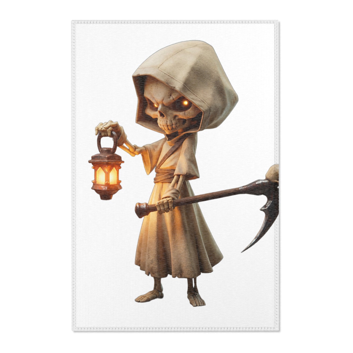 Lantern-Bearing Sentinel Area Rugs – Hooded Grim Reaper Guardian Floor Cover