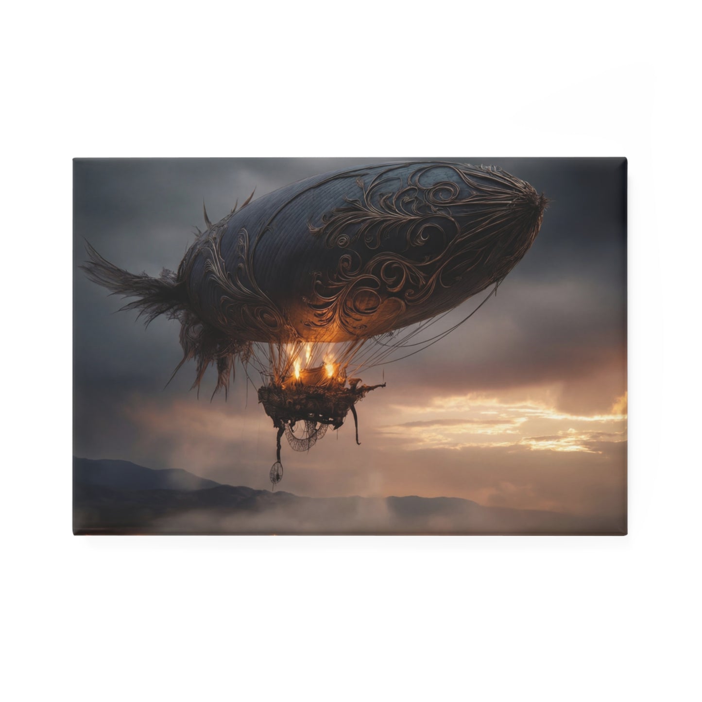 Ornate Airship Button Magnet, Rectangle (1 & 10 pcs) – Steam-Punk Skyborne Dreamer