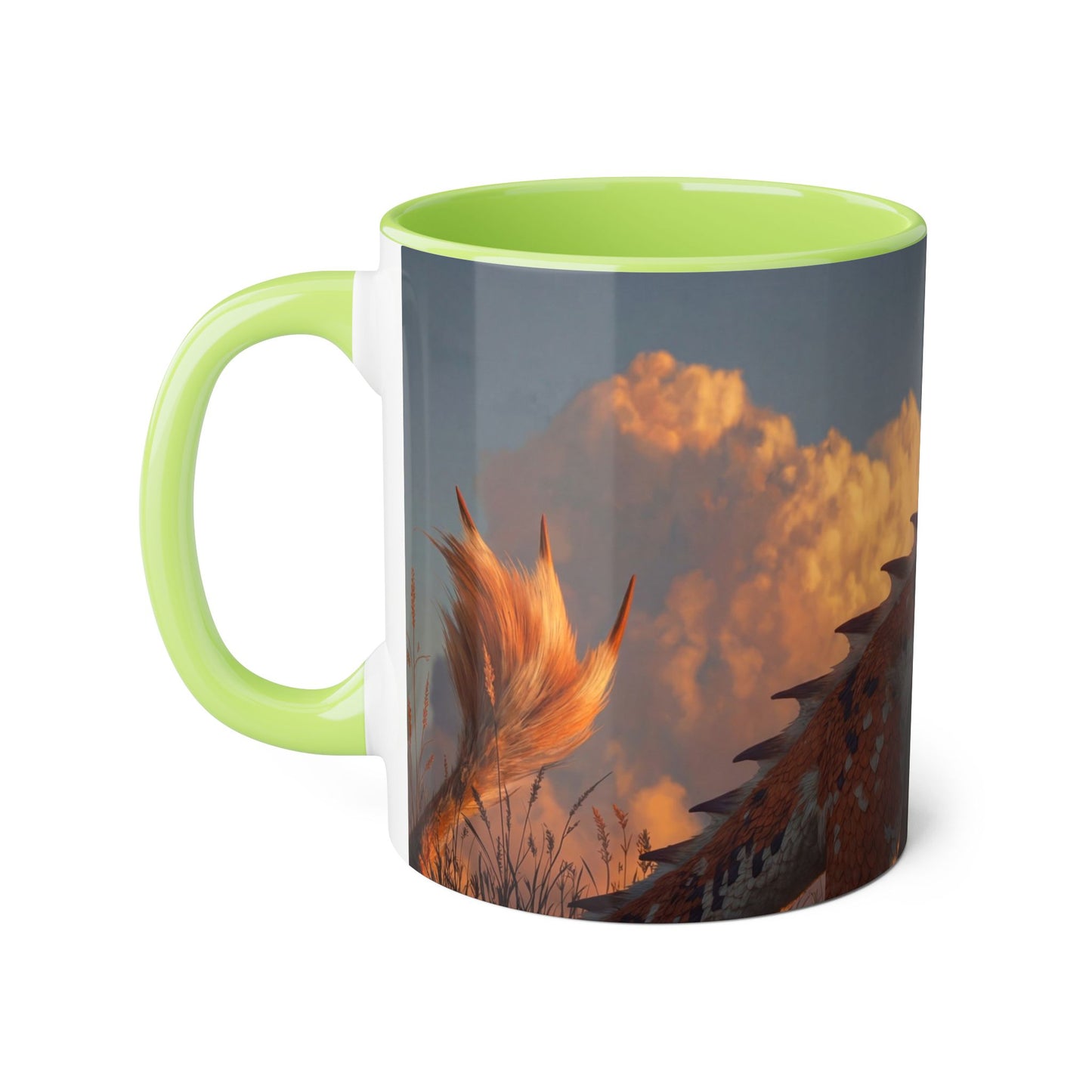 Golden Horizon Dragon Accent Mugs, 11oz – Sunset Skywatcher Companion