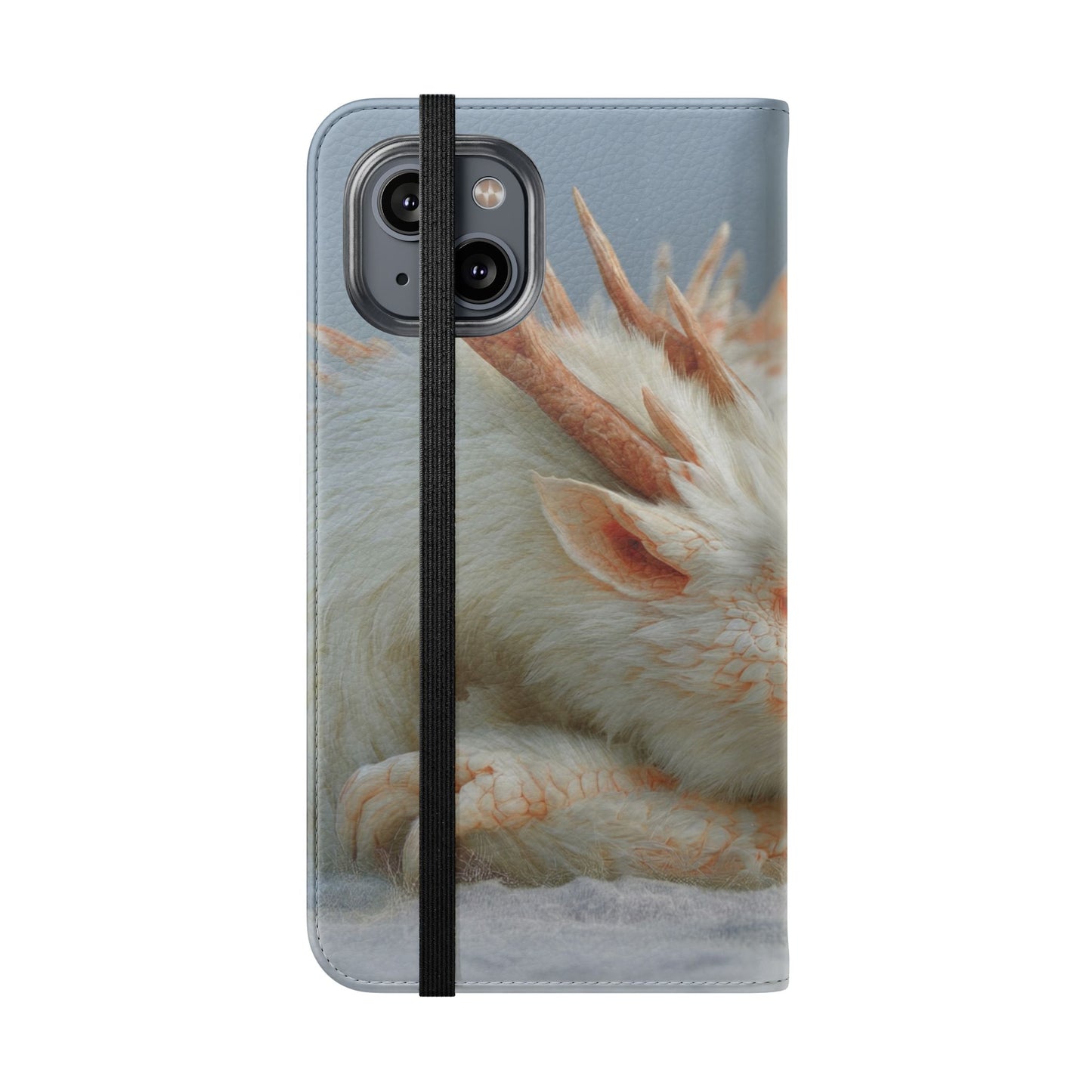 Sleeping Child and Dragon Flip Cases – Snowy Guardian Embrace
