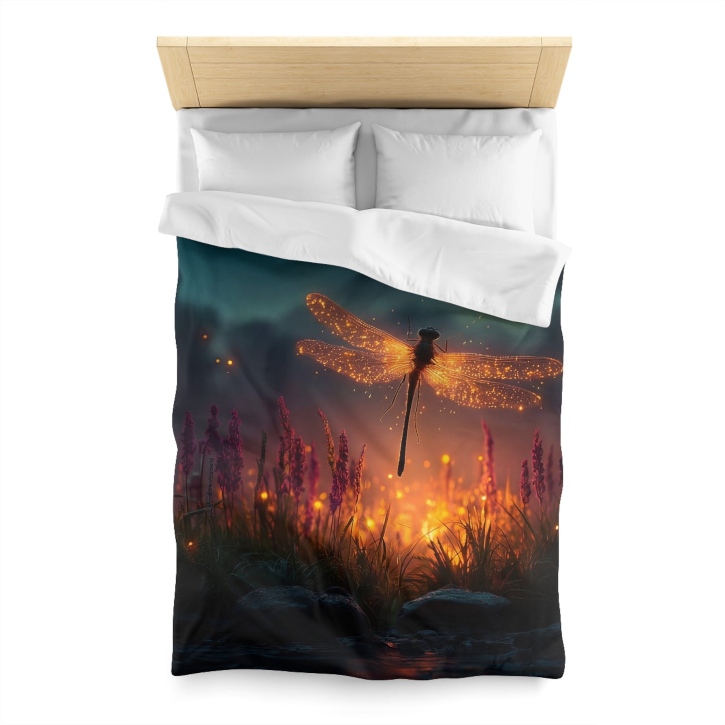 Firefly Dragonfly Microfiber Duvet Cover – Twilight Meadow Dreamscape