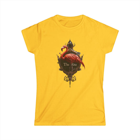 Ritz Flamingo Ornate Sign Tee – Gold Gilded Framed Bird Graphic