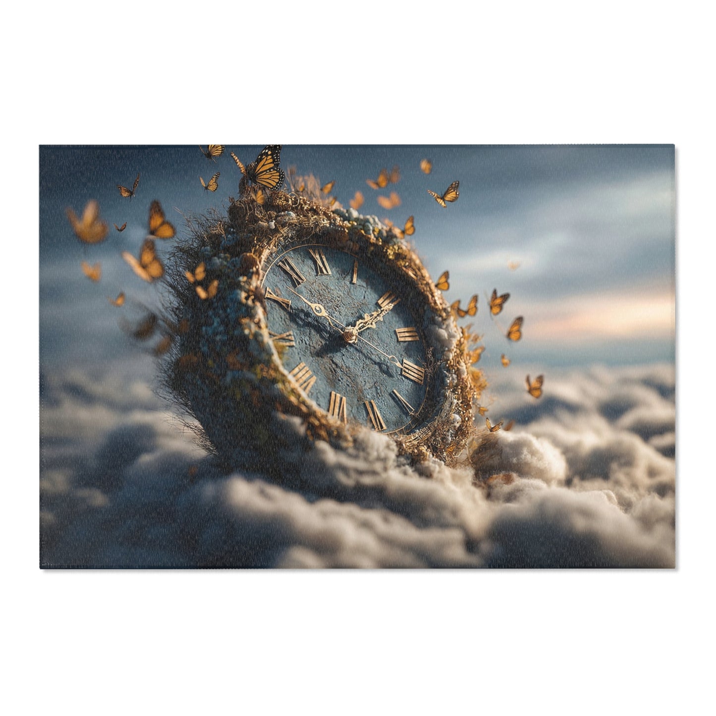 Butterfly Timekeeper Area Rug – Where Hours Bloom Among Wings