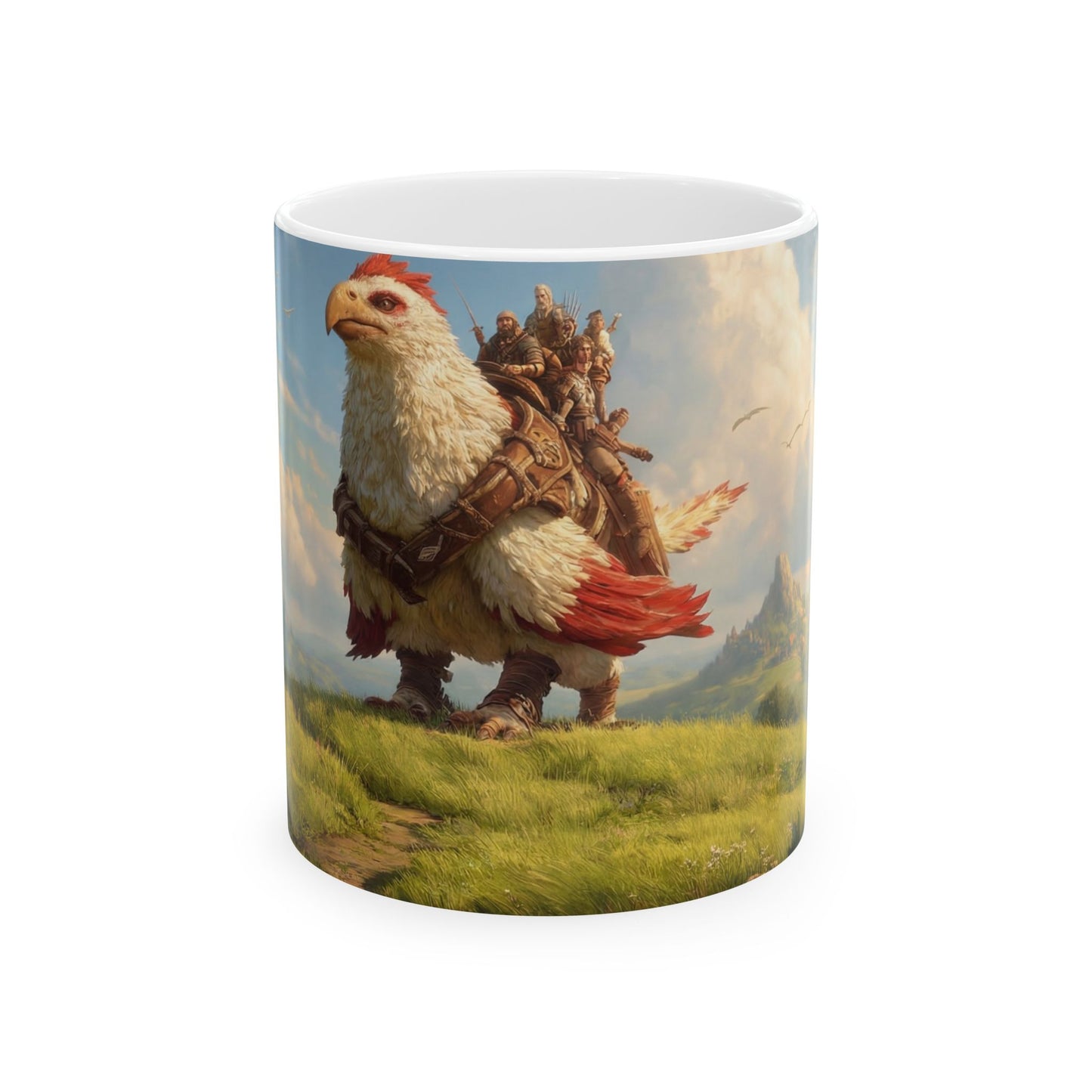 Skybound Sentinel Ceramic Mug, (11oz, 15oz) – White Eagle with Red Crest