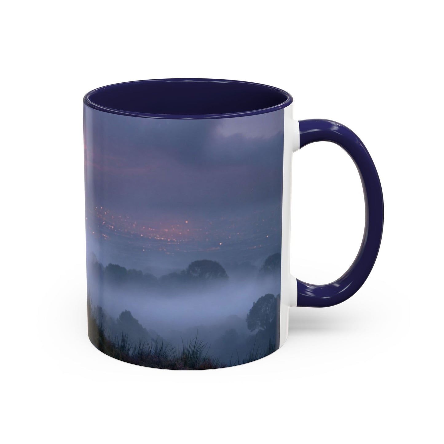 Moonlit Mycophile Accent Coffee Mug (11, 15oz) – Twilight Guardian of the Fungal Peaks