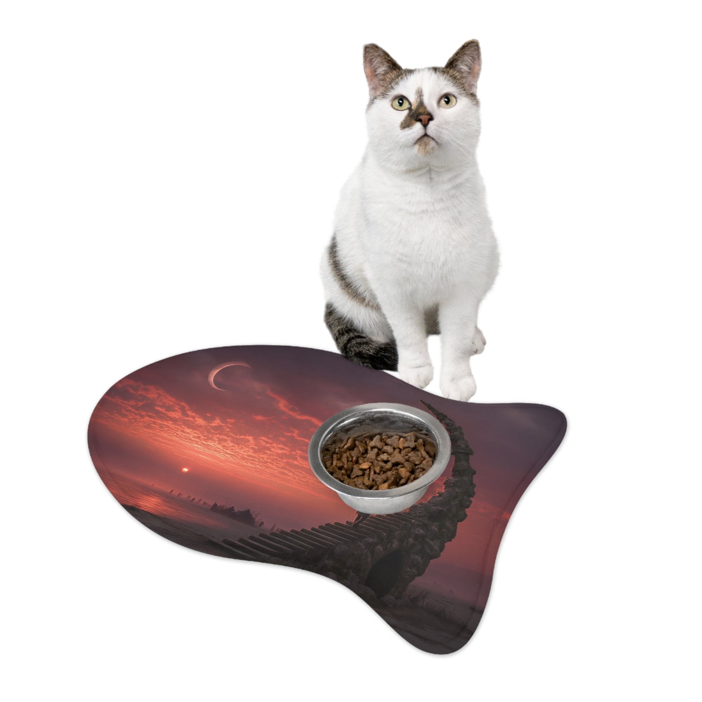 Twilight Staircase Pet Feeding Mats – Mossy Steps to the Horizon