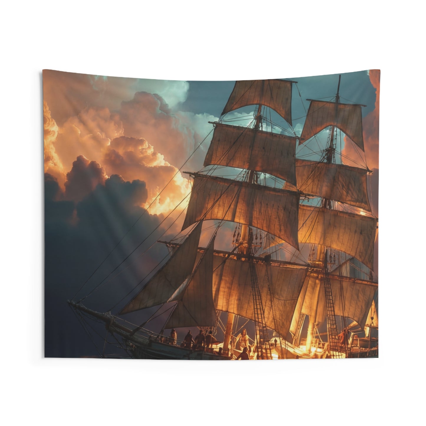 Starlit Galleon Indoor Wall Tapestries – Voyage Beneath the Celestial Canopy