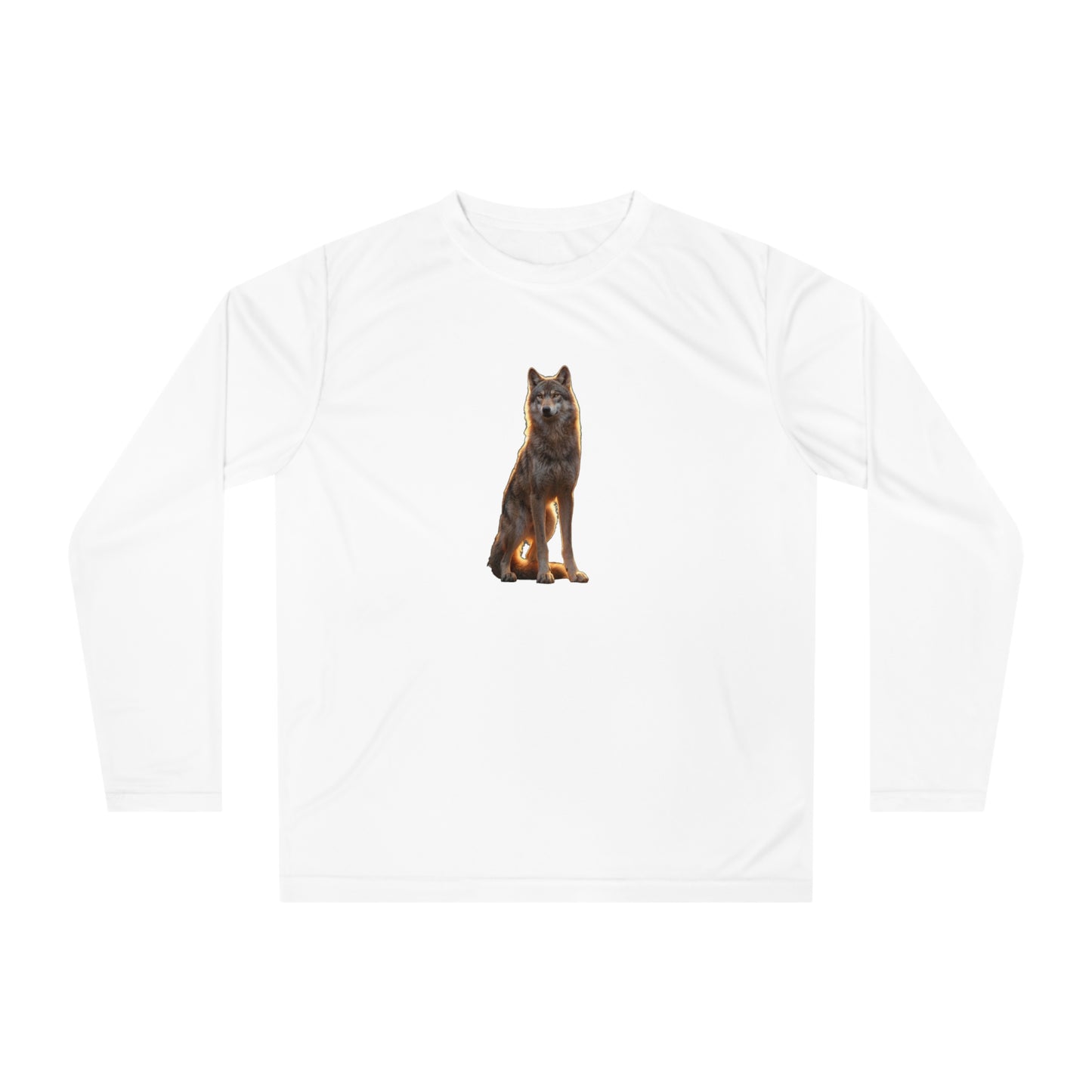 Golden Hour Wolf Unisex Performance Long Sleeve Shirt – Silent Watcher at Twilight