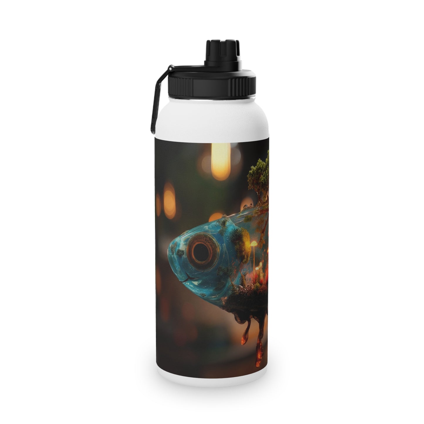 Forest Within Fish Stainless Steel Water Bottle, Sports Lid – Liquid Eden Dreamscape