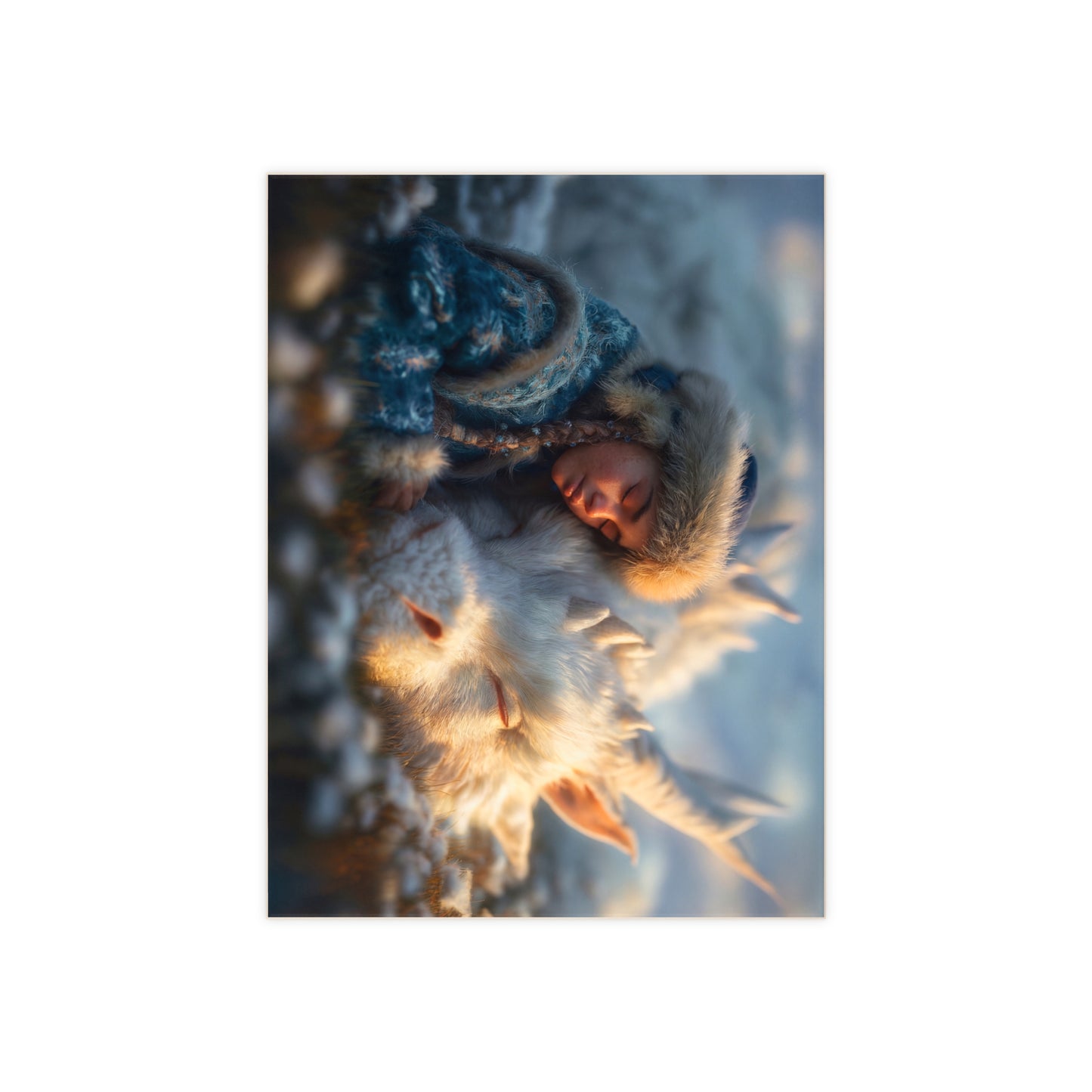 Winter Guardian Ceramic Photo Tile – Whispering Snow Dragon Rest