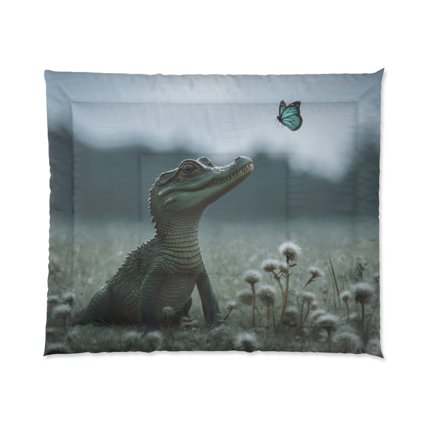 Crocodile Butterfly Comforter – Serene Meadow Guardian Print
