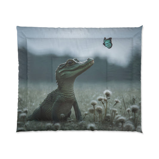 Crocodile Butterfly Comforter – Serene Meadow Guardian Print