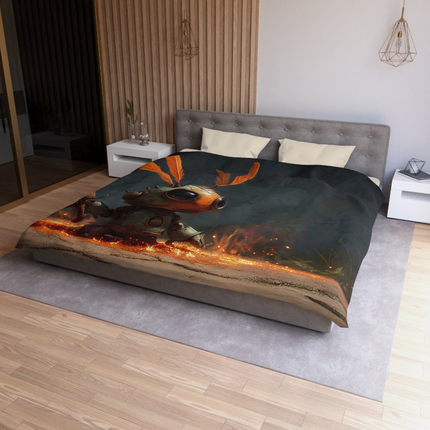 Rustic Feathered Robot Duvet Cover – Keeper of the Hearthfire