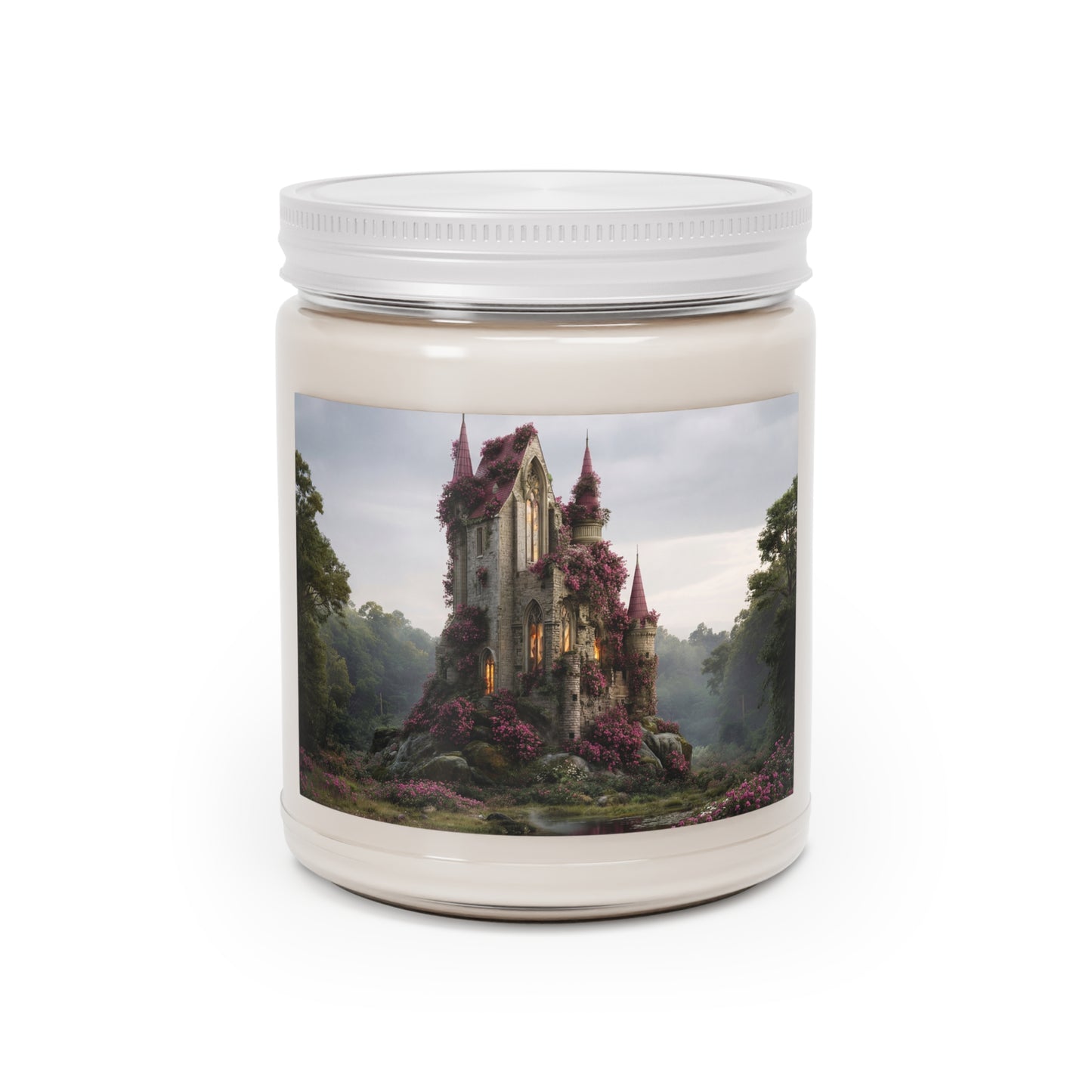 Blooming Castle Scented Soy Candles with White Lid, 9oz – Twilight Rose Sanctuary