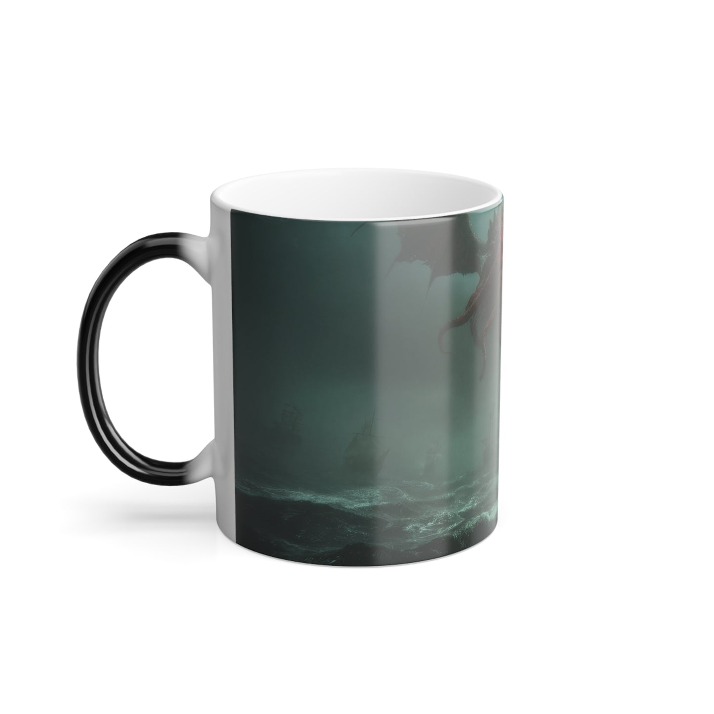 Abyssal Guardian Color Morphing Mug, 11oz – Crimson Leviathan Stormscape