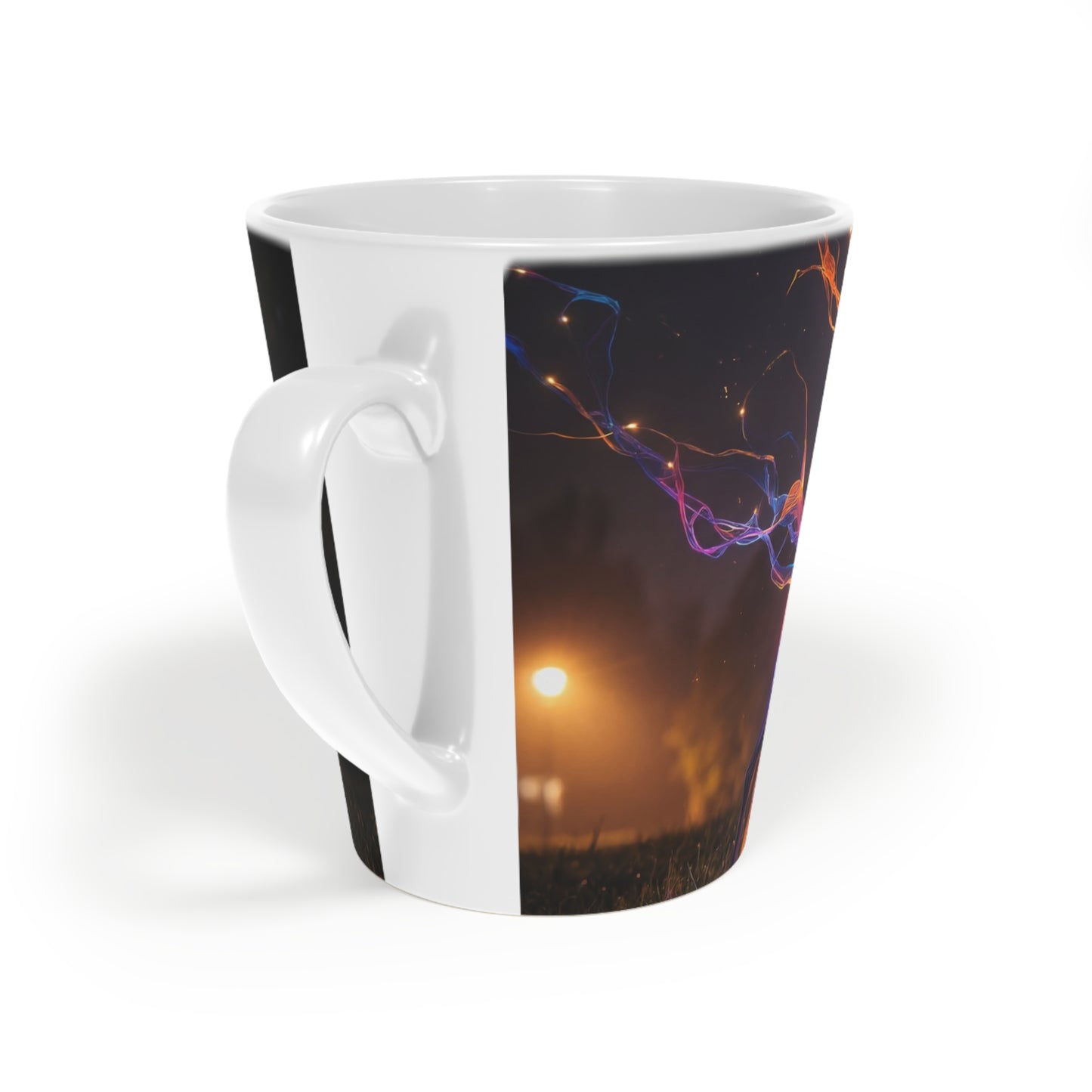 Chromatic Stag Latte Mug, 12oz – Night Garden Luminescence