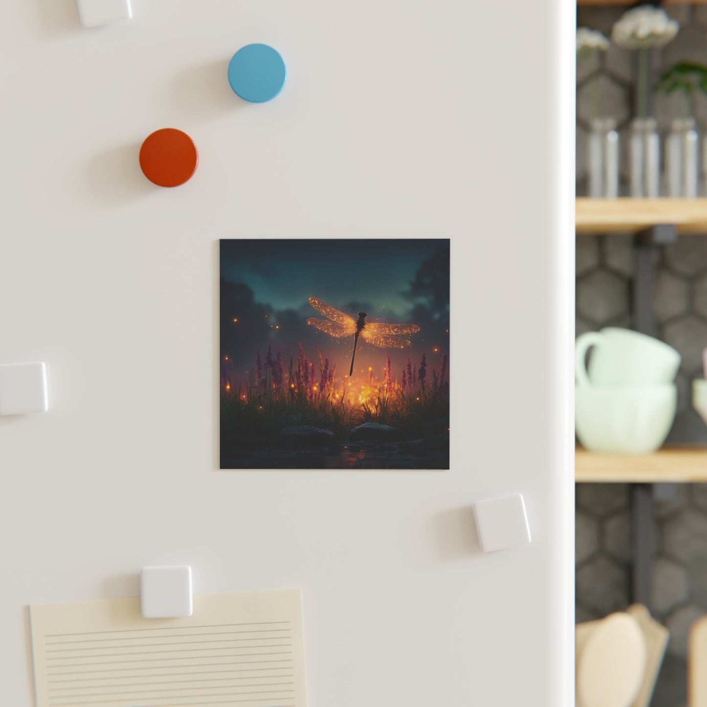 Glowing Dragonfly Square Magnet – Twilight Meadow Luminary