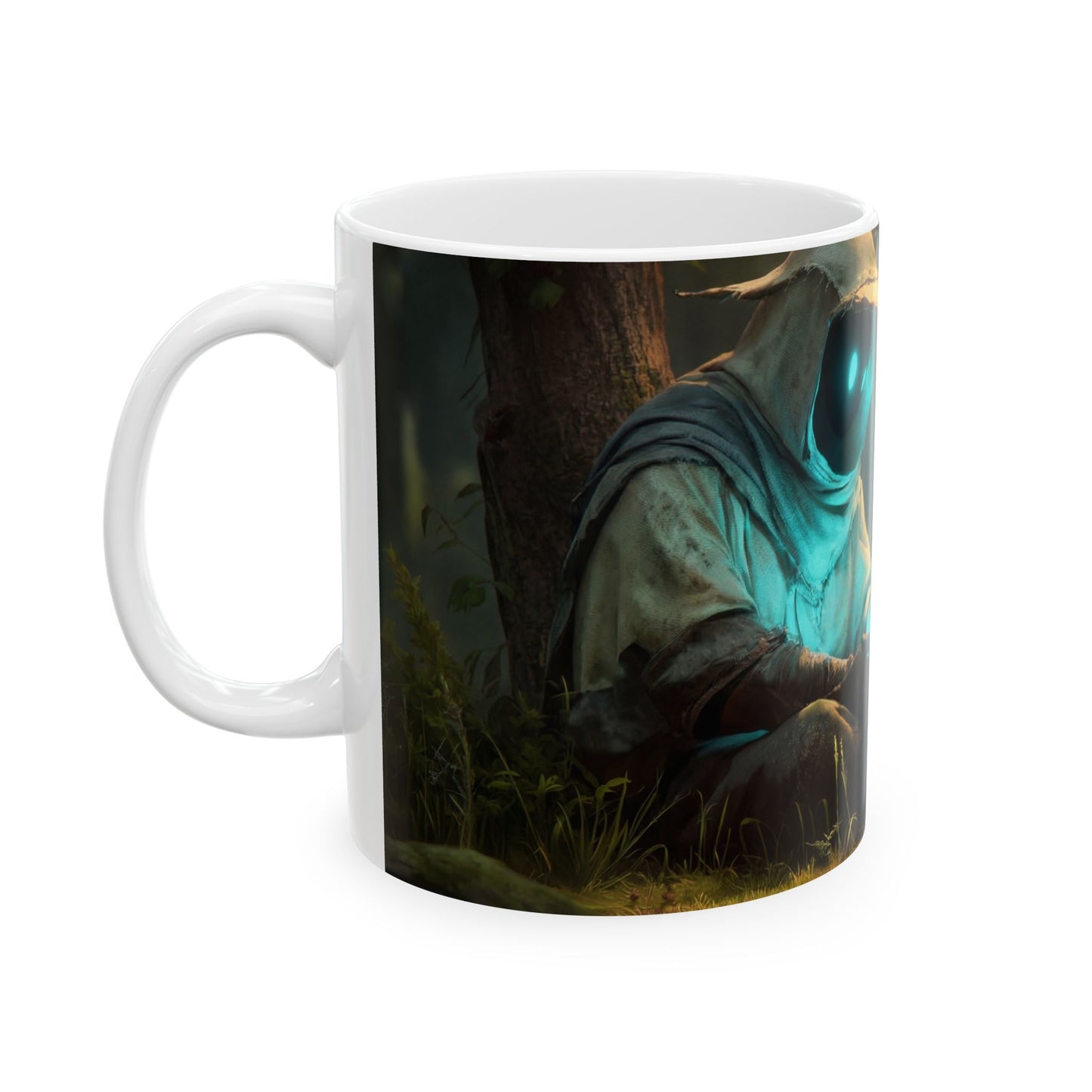 Forest Sentinel Ceramic Mug – (11oz, 15oz) Glowing Eye in the Verdant Glow