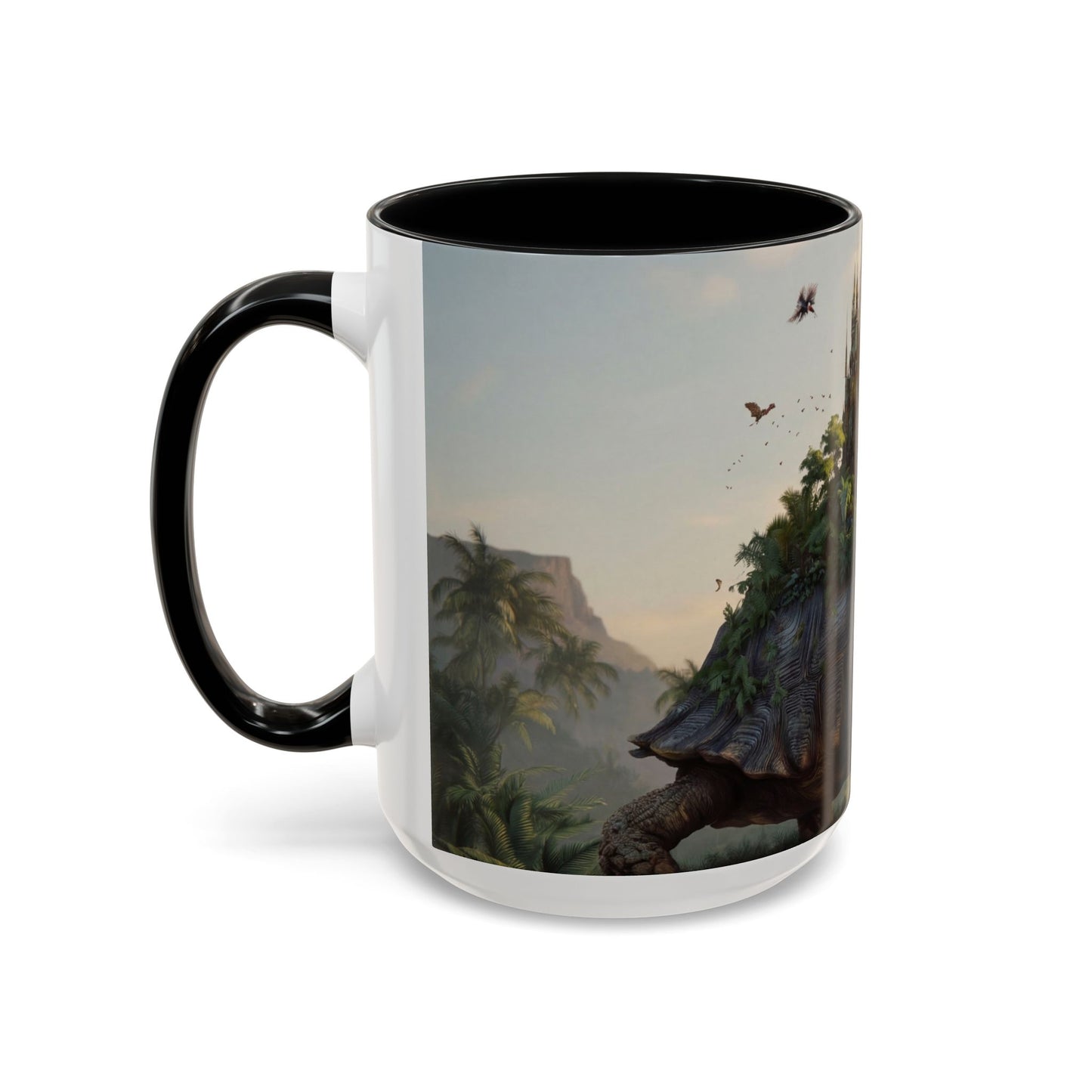 Castle Upon Turtle Shell Accent Coffee Mug (11, 15oz) – Sunset Sanctuary Dreamscape