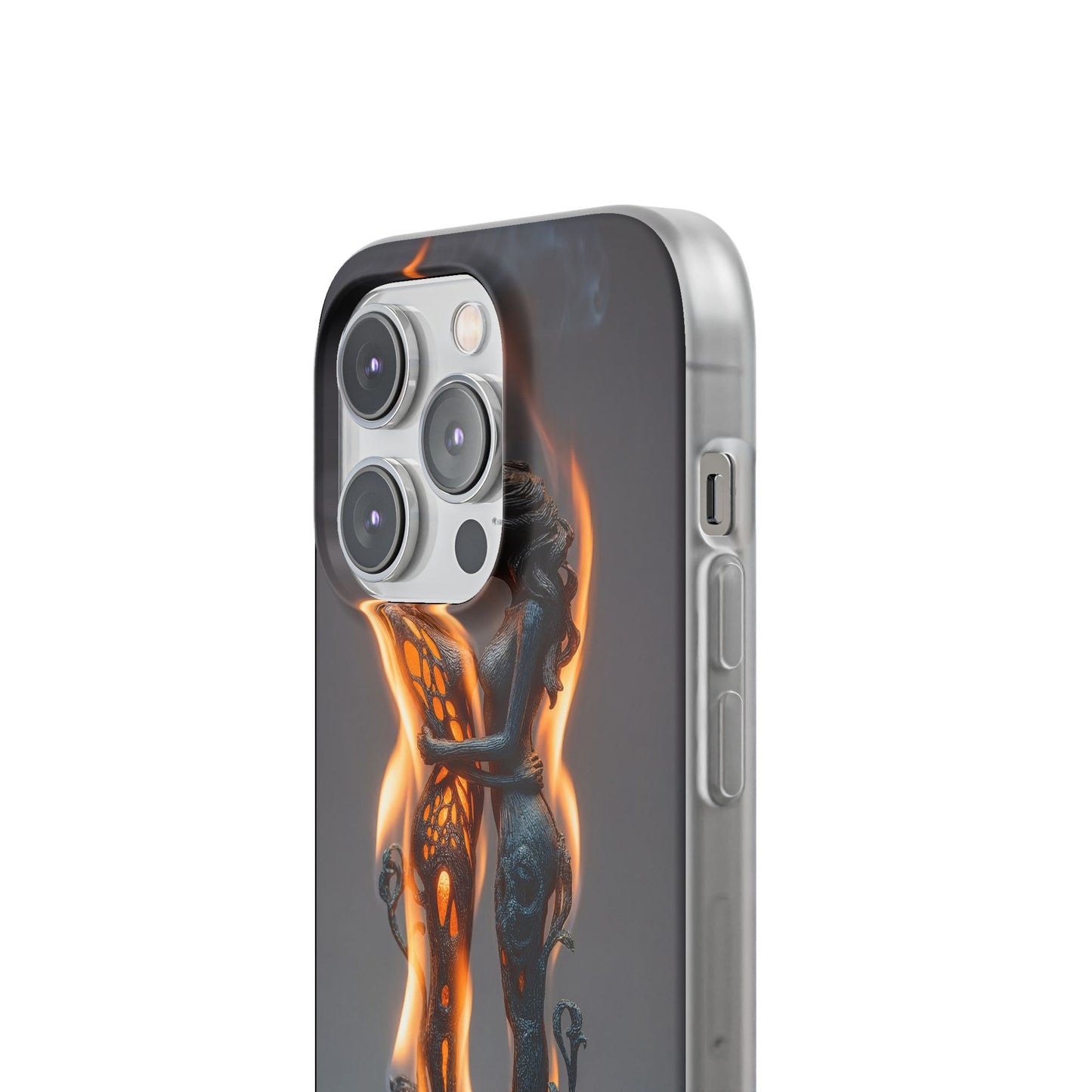 Flame-Embraced Lovers Flexi Cases – Intimate Glow Within the Fire