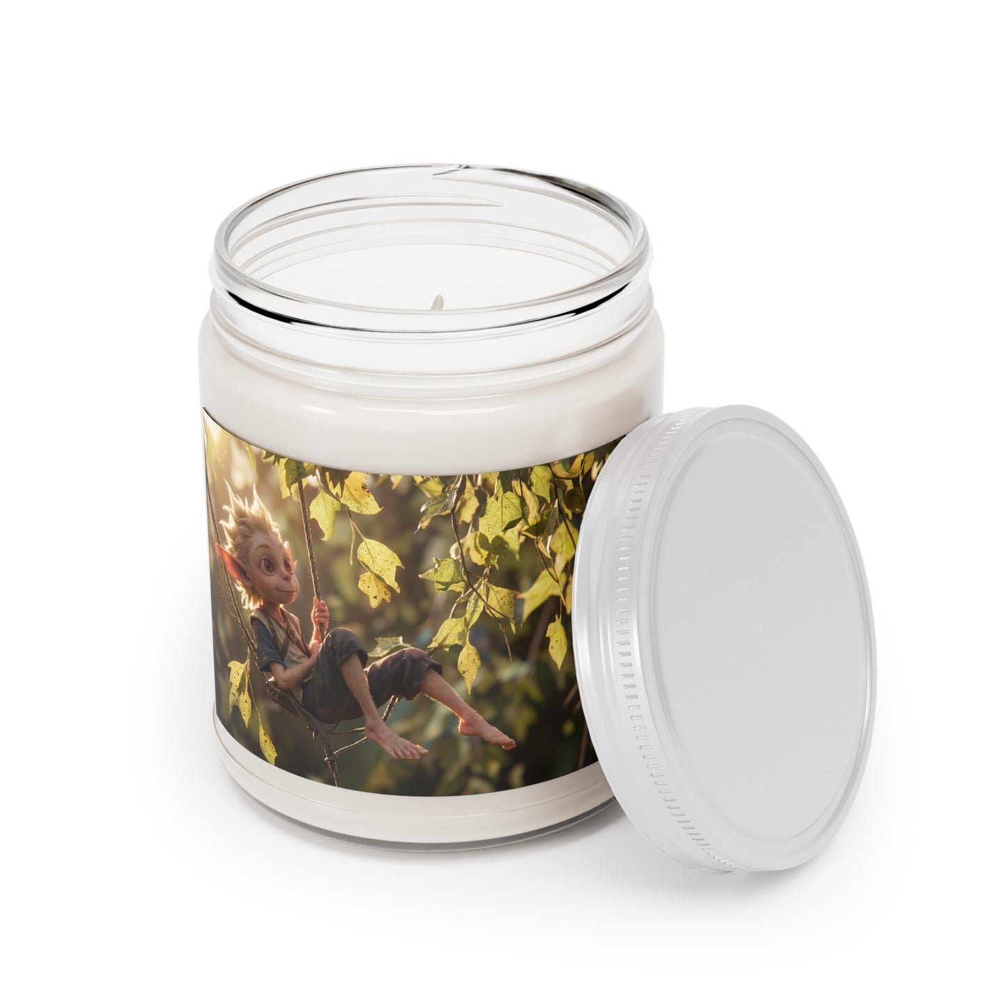 Forest Gnome Scented Soy Candles with White Lid, 9oz – Golden Hour Tree Swing