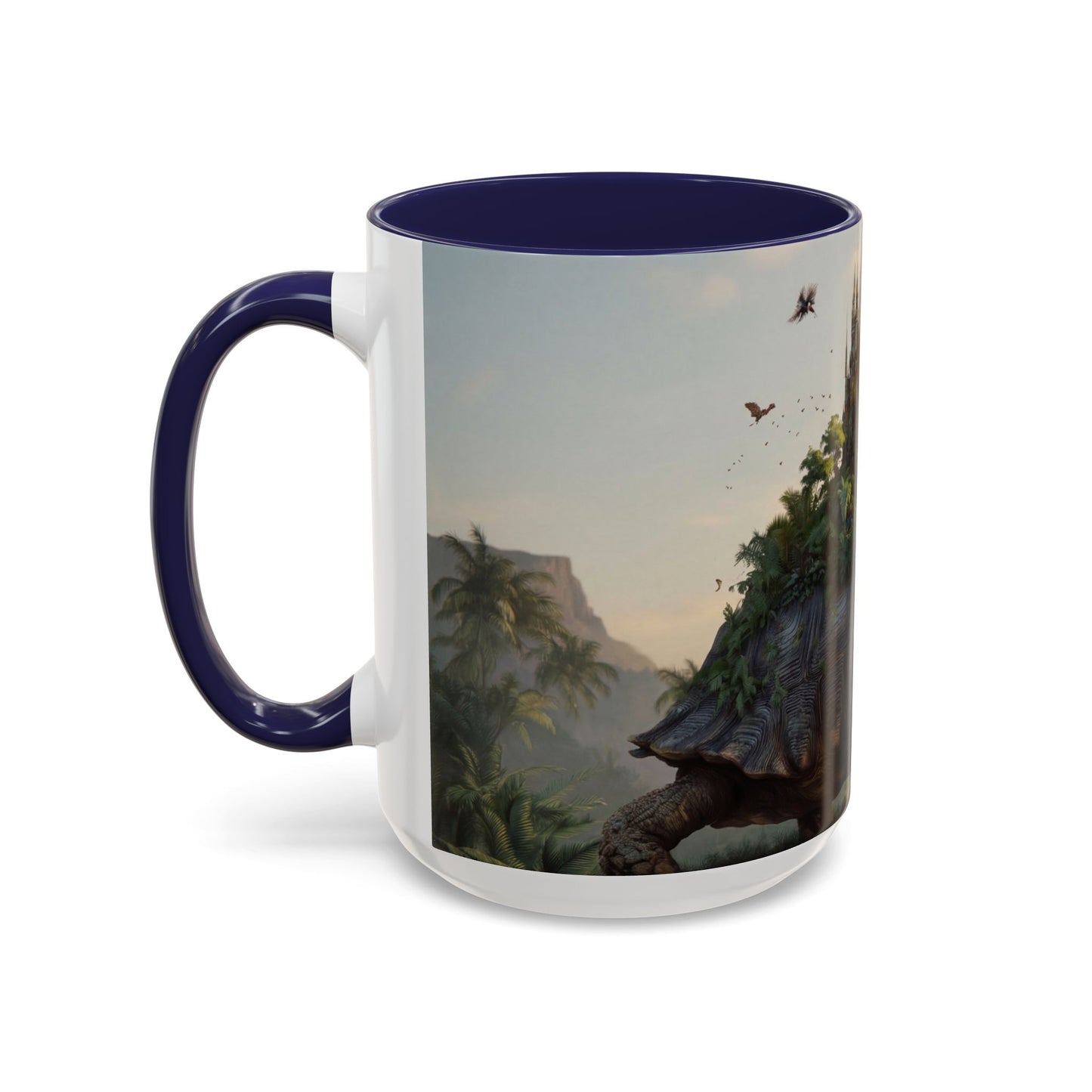 Castle Upon Turtle Shell Accent Coffee Mug (11, 15oz) – Sunset Sanctuary Dreamscape
