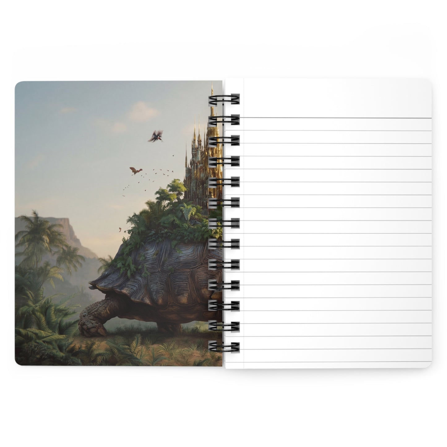 Ancient Turtle Castle Spiral Bound Journal – Golden Spire on Mossy Back