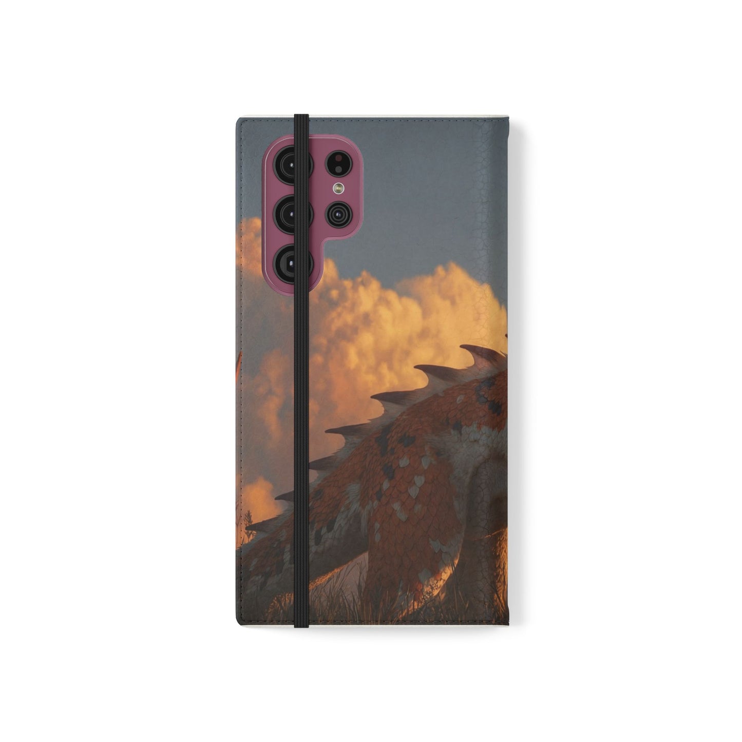 Gilded Dragon Flip Cases – Amber Sunset Guardian