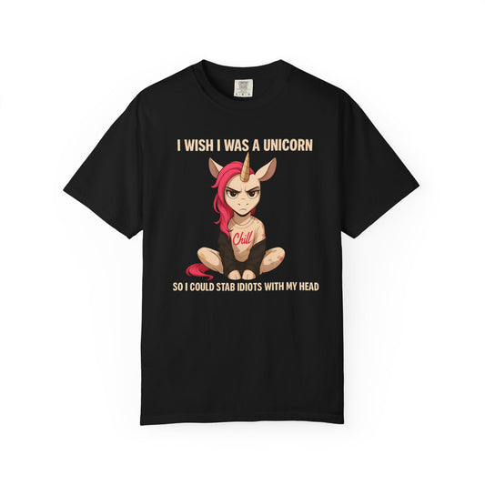Angry Unicorn with Pink Hair - T-Shirt