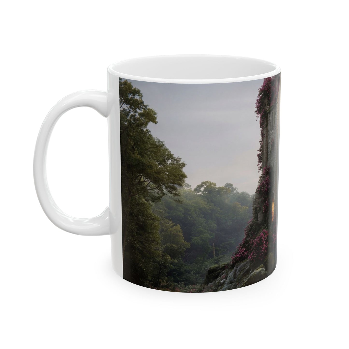 Rose-Clad Castle Ceramic Mug – Twilight Bloom Sanctuary