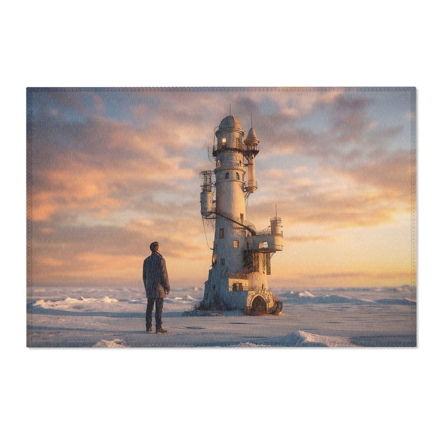 Lighthouse Keeper’s Solitude Area Rug – Arctic Twilight Beacon