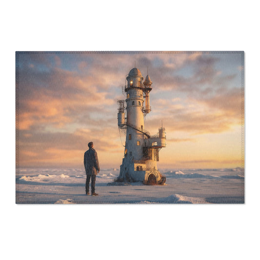 Lighthouse Keeper’s Solitude Area Rug – Arctic Twilight Beacon