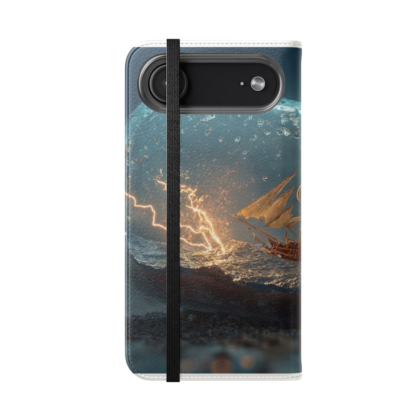 Storm-Struck Galleon Flip Cases – Lightning Inside Glass Bottle