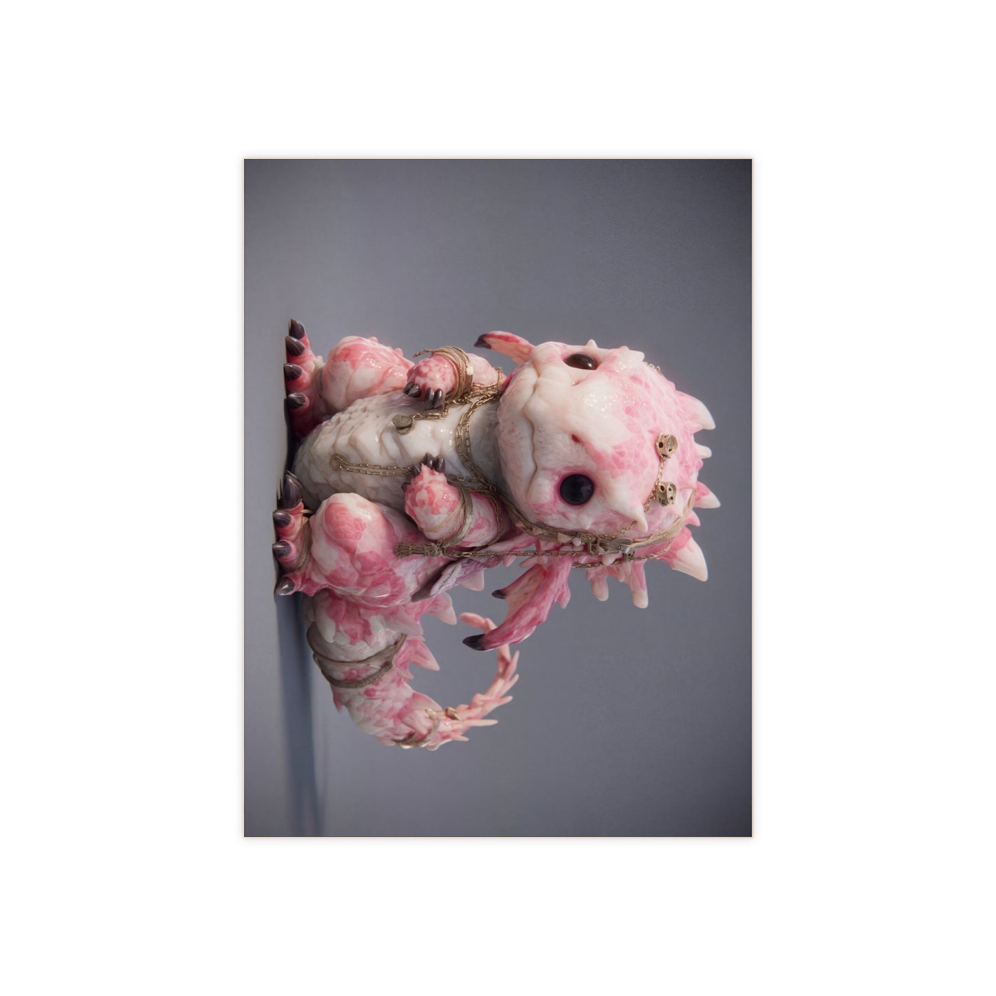 Pink Petal Dragon Ceramic Photo Tile – Regal Guardian of Soft Twilight