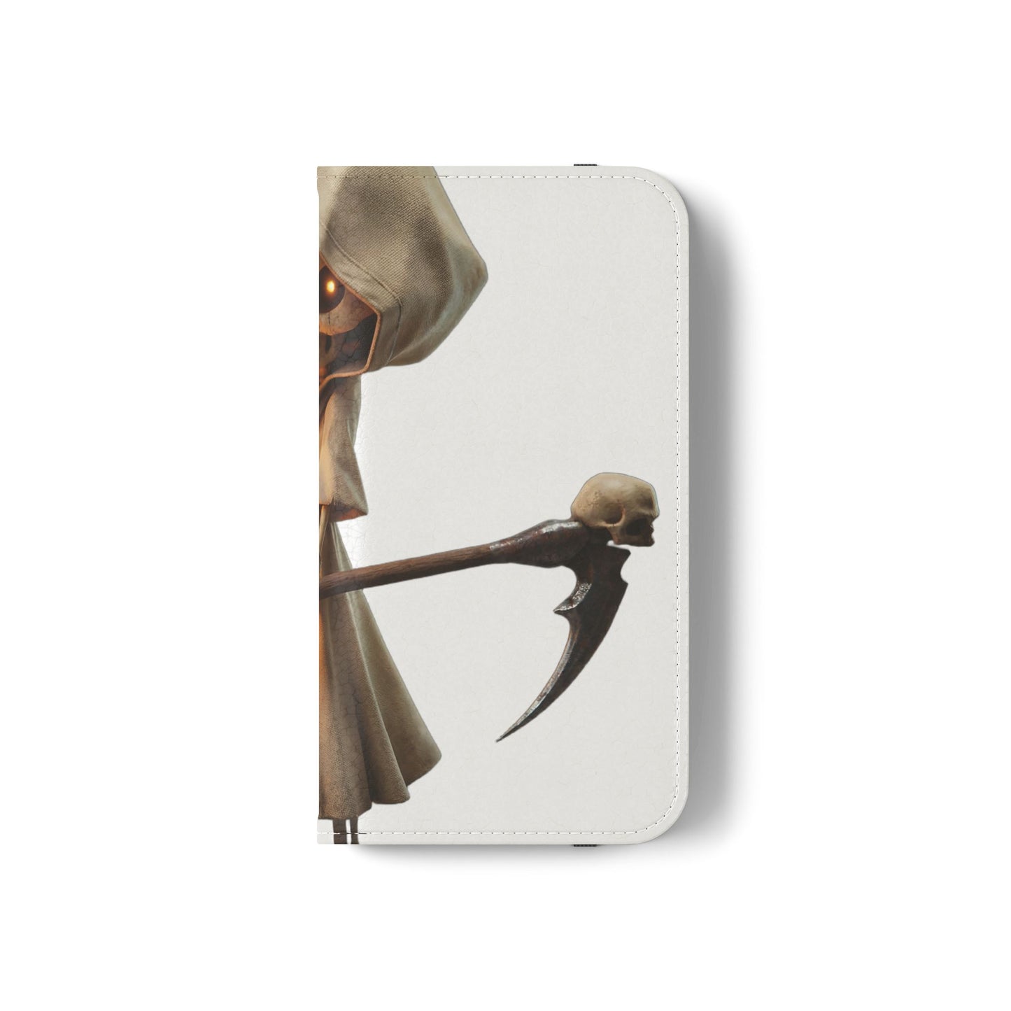 Lantern-Bearing Sentinel Flip Cases – Hooded Guardian with Scythe and Warm Glow