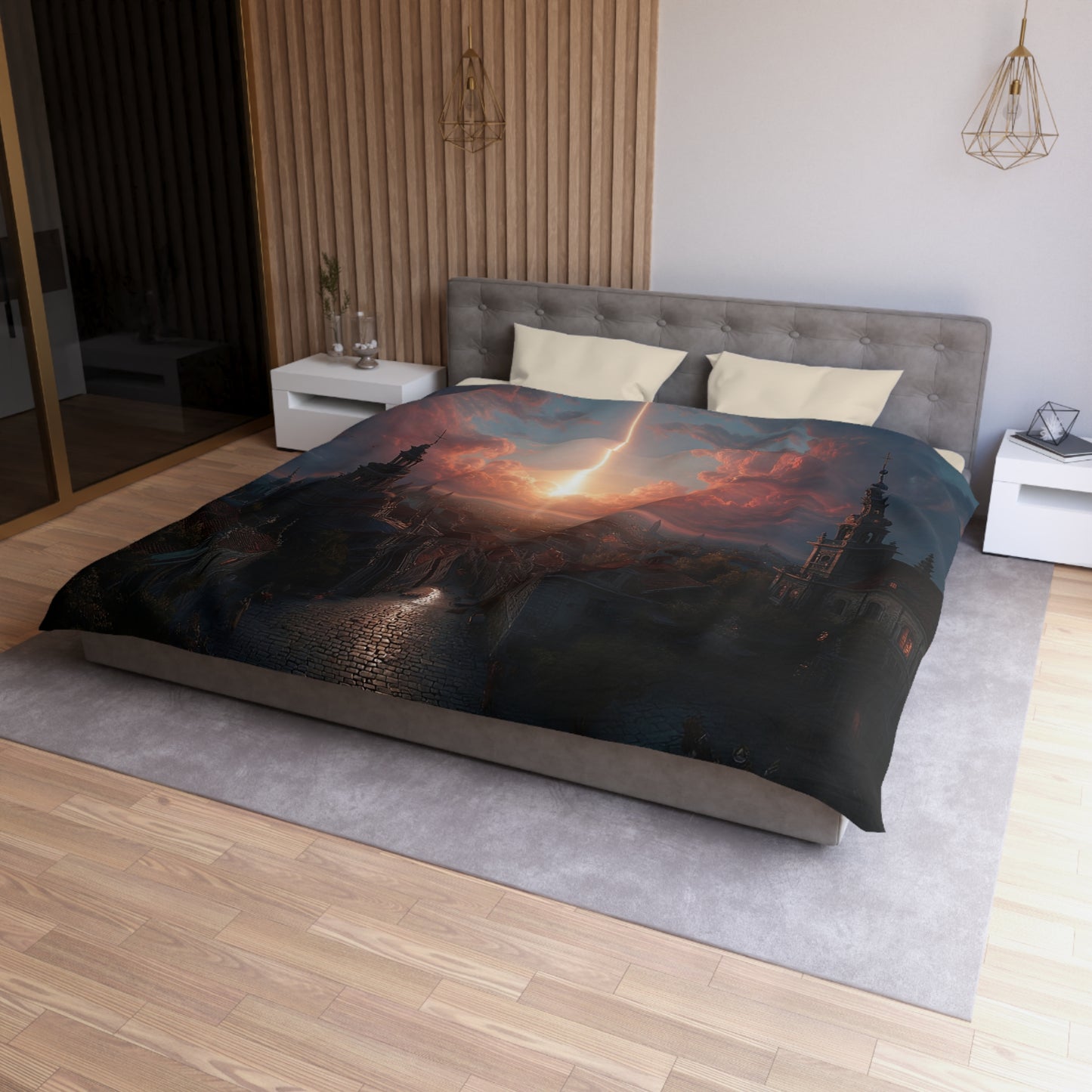 Celestial Ray Microfiber Duvet Cover – City of Twilight Dawn