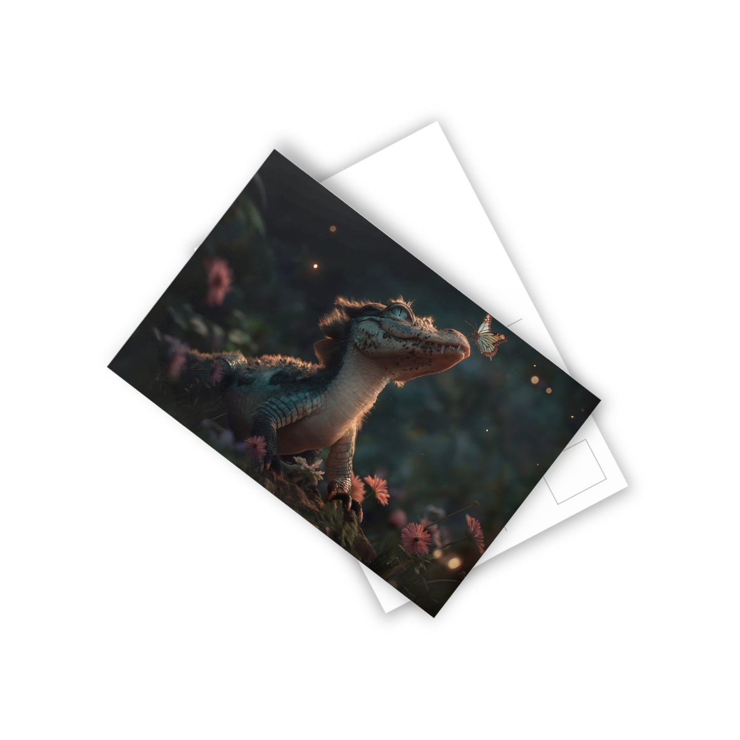 Gentle Monster Postcards (10pcs) – Mud-Splashed Crocodile Guardian with Butterfly